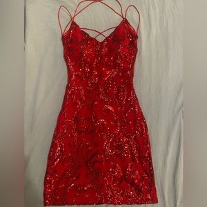 Red Sequin Homecoming Dress